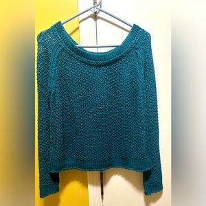 FREE PEOPLE (XS) OPEN STITCH CYAN SWEATER.